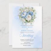 Invitation Chic Dusty Blue Floral Botanical Wedding Invite (Devant)