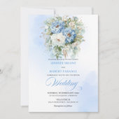 Invitation Chic Dusty Blue White Peony Eucalyptus Wedding  (Devant)
