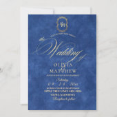 Invitation Chic Dusty Mariage minimaliste bleu (Devant)