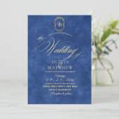 Invitation Chic Dusty Mariage minimaliste bleu (Debout devant)