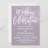 Invitation Chic Dusty Purple Grey Faux Parties scintillant Om (Devant)