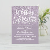 Invitation Chic Dusty Purple Grey Faux Parties scintillant Om (Debout devant)