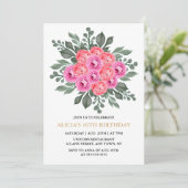 Invitation Chic Dusty Rose Flora Rose Gold 16e anniversaire (Debout devant)