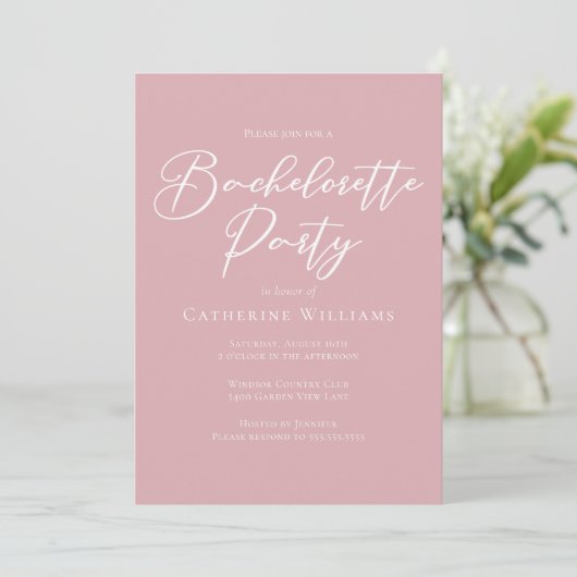 Invitation Chic Dusty Rose Pink Bachelorette Party (Debout devant)