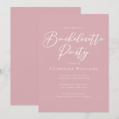 Invitation Chic Dusty Rose Pink Bachelorette Party (Devant / Derrière)