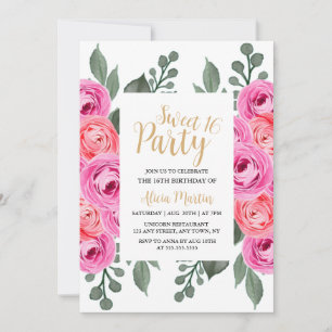 Invitation Chic Dusty Rose Rose Vert Or Sweet 16 Party
