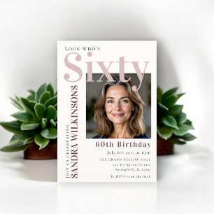 Invitation Chic Dusty Rose Soixantième Anniversaire Photo