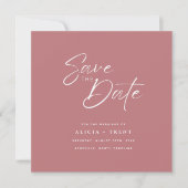 Invitation Chic Dusty Rose & White Calligraphy Save the Date (Devant)