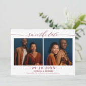 Invitation Chic Écriture Mariage Save The Date 2 Photo Collag (Debout devant)