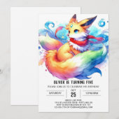 Invitation Chic Editable Fox Anniversaire (Devant / Derrière)