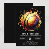 Invitation Chic Editable Fun Basketball Anniversaire (Devant / Derrière)
