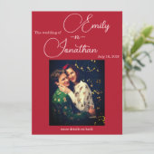 Invitation Chic Editorial Deep Red One Photo Mariage (Debout devant)