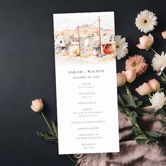 Invitation Chic El Paso Texas City Scape Wedding Program