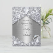Invitation chic élégance argent fiançailles glam luxe (Debout devant)