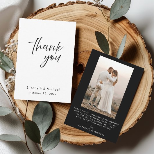 Invitation Chic Elegant Black Tie Wedding Thank You Card