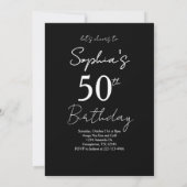 Invitation Chic Elegant Black & White Photo 50th Birthday  (Dos)