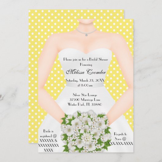 Invitation Chic Elegant Blanc moderne Fête des mariées Invita (Devant / Derrière)