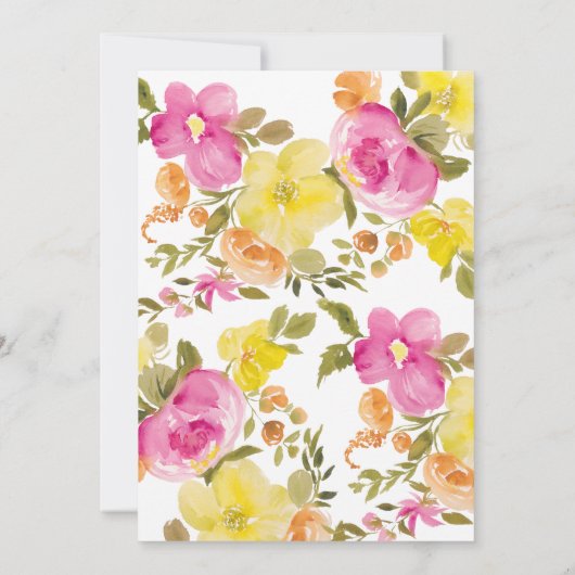 Invitation Chic élégant boho rose jaune fleuri douche nuptial (Dos)