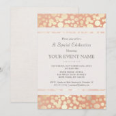 Invitation Chic Élégant Cercles de Feuille d'Or Faux et Lin A (Devant / Derrière)