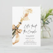 Invitation Chic Elegant Champagne Toast Gold Engagement (Debout devant)