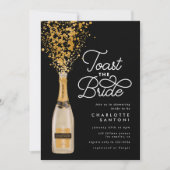 Invitation Chic Elegant Champagne Toast Gold Fête des mariées (Devant)