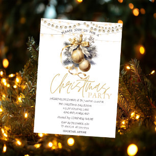 Invitation Chic Elegant Christmas Balls Stars Noël