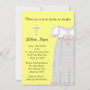 Invitation Chic Elegant Cross & Dress Baptising/Christening
