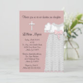 Invitation Chic Elegant Cross & Dress Baptising/Christening (Debout devant)