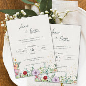 Invitation Chic Elegant Fleur sauvage aquarelle Mariage flora