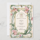 Invitation Chic élégant Floral Blush Art Nouveau Rose (Devant)