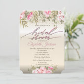 Invitation Chic Elegant Floral String Lumières Fête des marié (Debout devant)