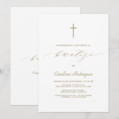 Invitation Chic Elegant Invitacion De Bautizo Girl Baptism (Devant / Derrière)