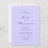 Invitation Chic Élégant Lavande Violette (Devant)