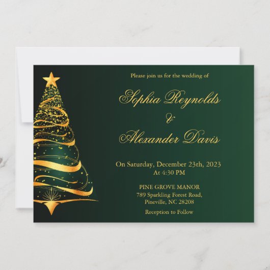 Invitation Chic élégant minimaliste mariage sapin de Noël (Devant)