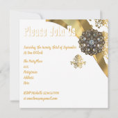 Invitation Chic élégant or damask bachelorette soirée (Dos)