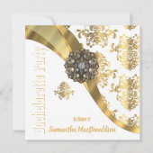 Invitation Chic élégant or damask bachelorette soirée (Devant)