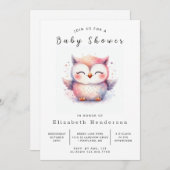 Invitation Chic Elegant Owl Baby shower (Devant / Derrière)