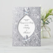 Invitation Chic élégant pailleté d'argent nœud diamanté éléga (Debout devant)