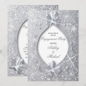 Invitation Chic élégant pailleté d'argent nœud diamanté éléga (Devant / Derrière)