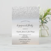 Invitation Chic Elegant Parties scintillant Argent Fiançaille (Debout devant)