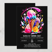 Invitation Chic Elegant Pastel Ice Cream Girl Anniversaire (Devant / Derrière)