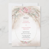 Invitation Chic élégant rose poussiéreux pampas sauge mariage (Devant)