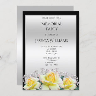 Invitation Chic Elegant Rose Silver Memorial Party