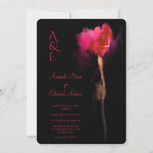 Invitation Chic Elegant Rouge chaud Tulipe Floral Mariage Mon