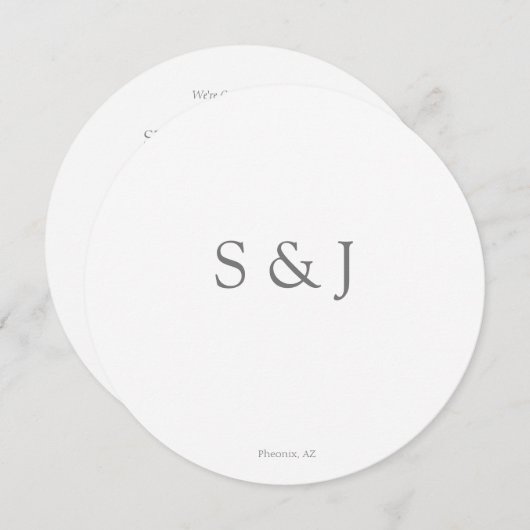 Invitation Chic Elegant Simple Blanc & Gris Cercle Minimalist (Devant / Derrière)