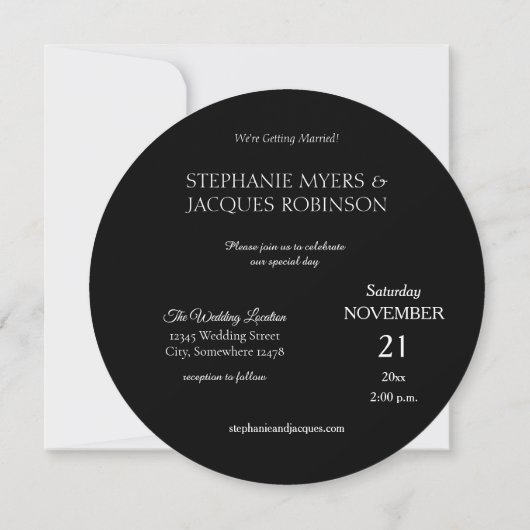 Invitation Chic Elegant Simple Noir Moderne Cercle Minimalist (Dos)