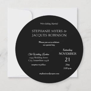 Invitation Chic Elegant Simple Noir Moderne Cercle Minimalist