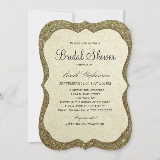Invitation Chic Elegant Sparkly Faux Gold Parties scintillant (Devant)