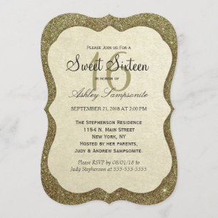 Invitation Chic Elegant Sparkly Faux Gold Parties scintillant