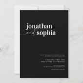 Invitation Chic Elegant Typographie Mariage noir (Devant)